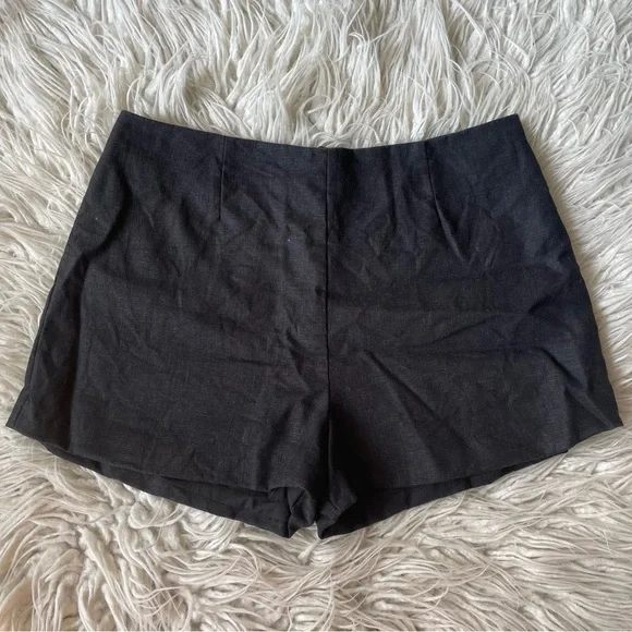 FAITHFULL the Brand Lila Black High Rise Woven Linen Shorts Size Medium